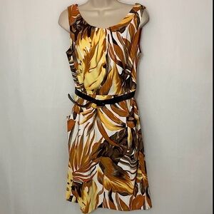 Dressbarn orange and white floral dress with belt and pockets